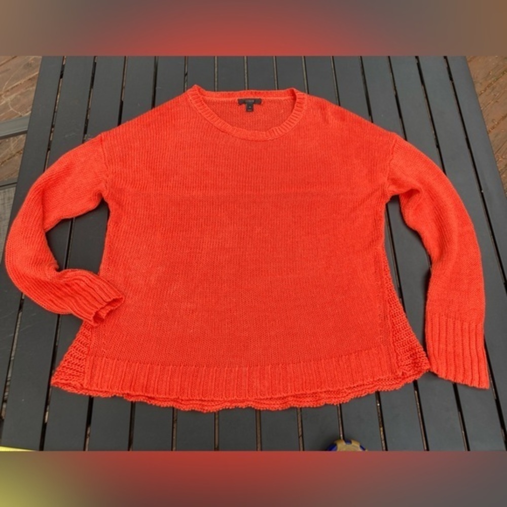 J Crew, Woman's Flowy Red/Orange Knit Textured Beach‎ Sweater, Size M